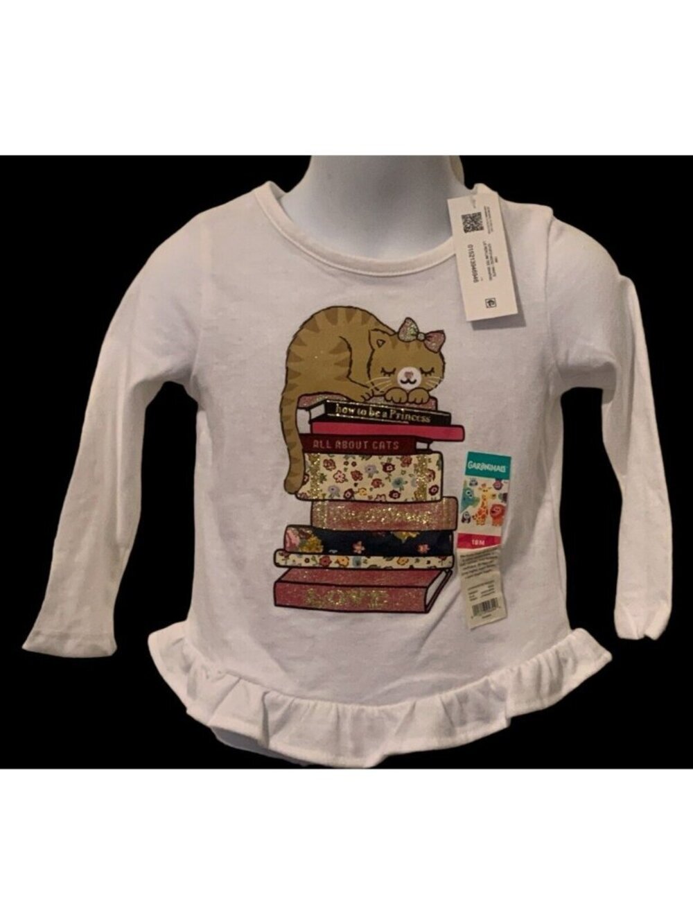 Garanimals Girls Cat Reading Princess Shirt Size 18M Graphics Books